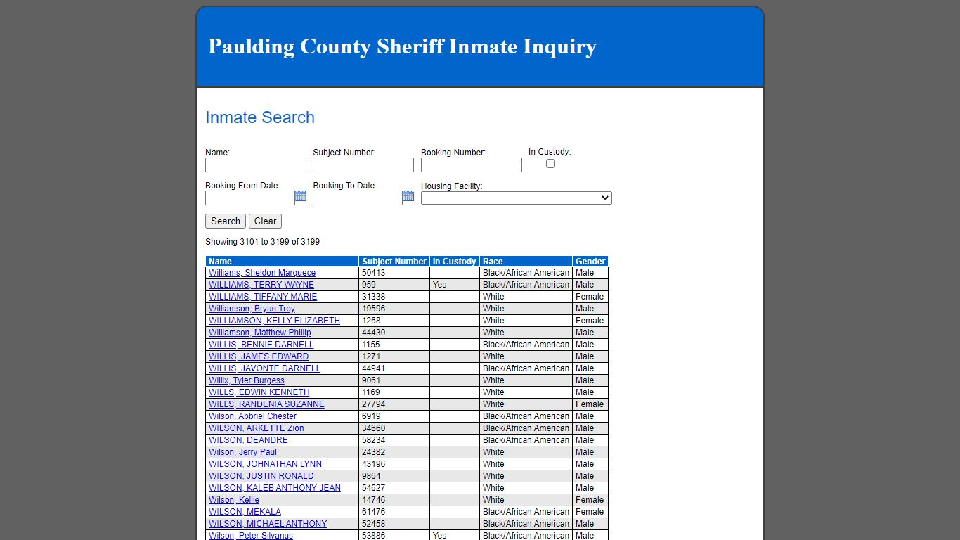 Inmate Search - Paulding County, Georgia